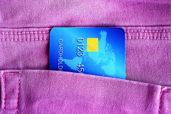 Credit card in jeans pocket — Stock Photo, Image
