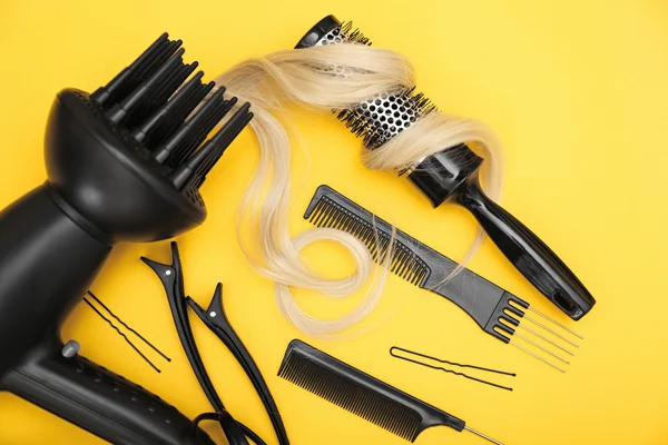 Hairdresser set with various accessories — Stock Photo, Image