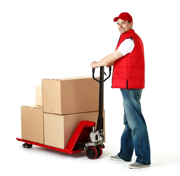 Delivery man with hand truck