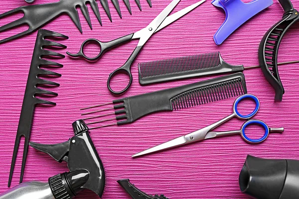 Friseur-Set mit verschiedenen Accessoires — Stockfoto