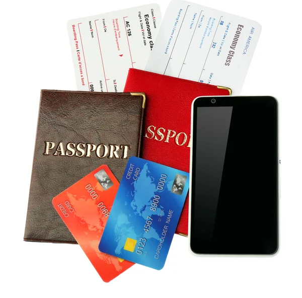 Carte di credito con passaporto — Foto Stock
