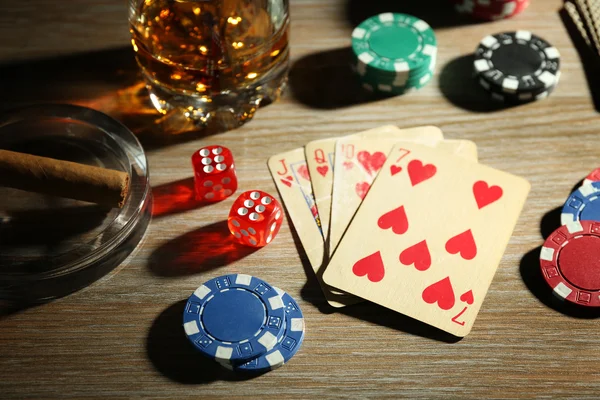 Poker with cards and chips — Stock Photo, Image