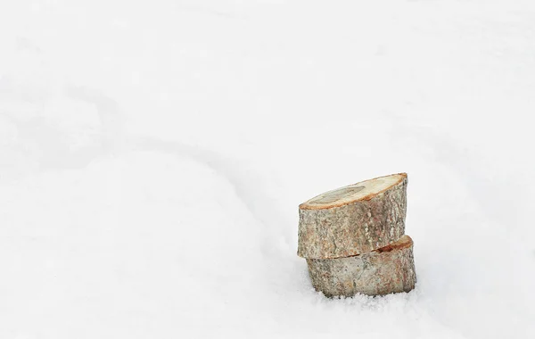 Stumps on natural snowdrift — Stock Photo, Image