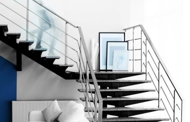 Modern stairs in office clipart