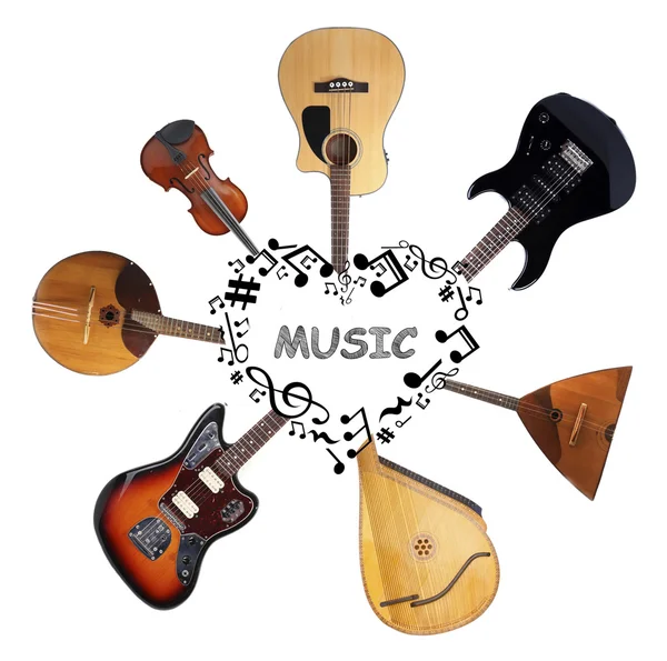 Collage van muziekinstrumenten — Stockfoto