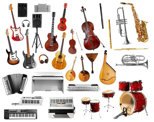 Collage av musikinstrument — Stockfoto