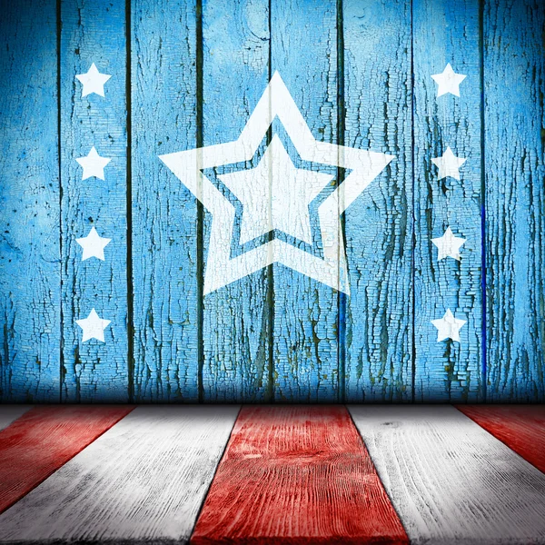 Americká národní vlajka na dřevěné textury — Stock fotografie