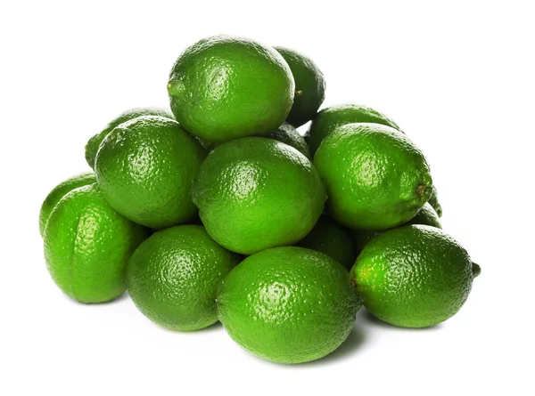 Heap of limes, isolated on white — Stock Photo, Image