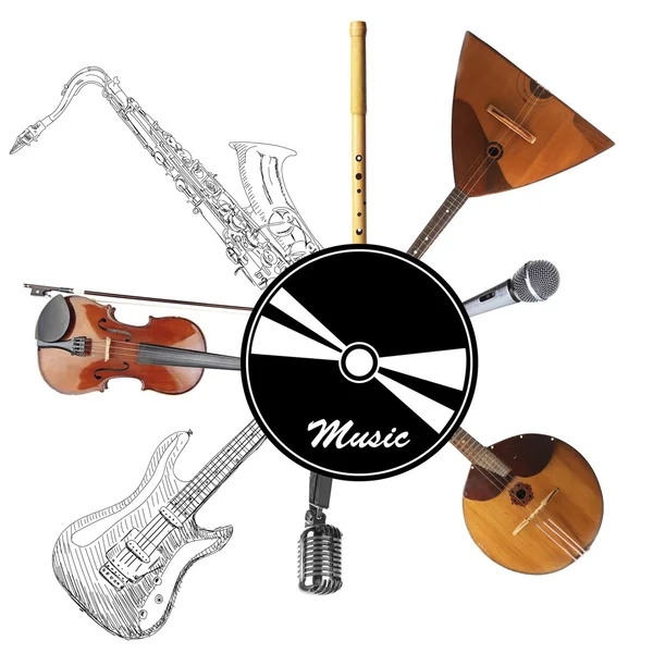 Collage von Musikinstrumenten — Stockfoto