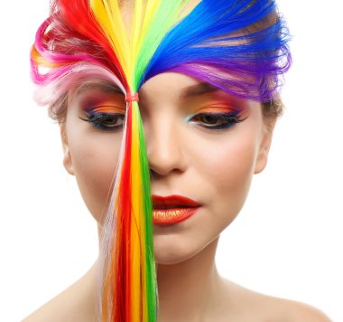 renkli makyaj ile güzel kız 