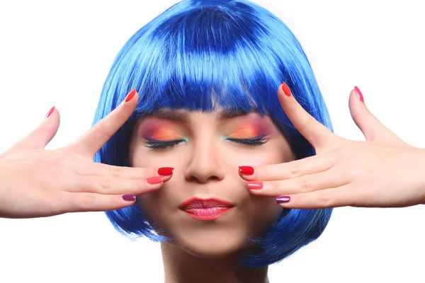 Menina bonita com maquiagem colorida — Fotografia de Stock