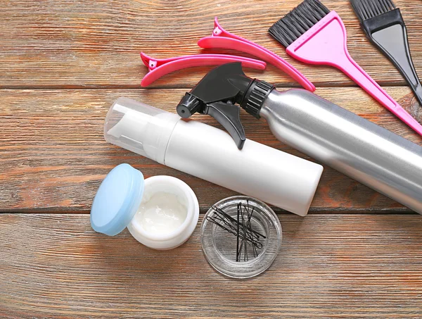 Hairdresser set with various accessories — Stock Photo, Image