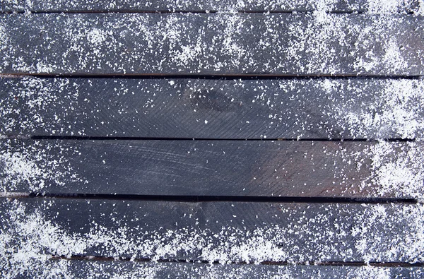 Snowy wooden background — Stock Photo, Image