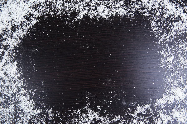 雪に覆われた木製の背景 — ストック写真