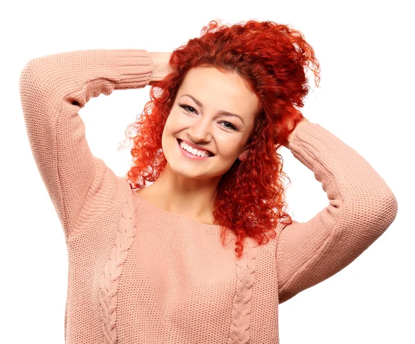 Mutlu Kızıl saçlı genç kadın — Stok fotoğraf