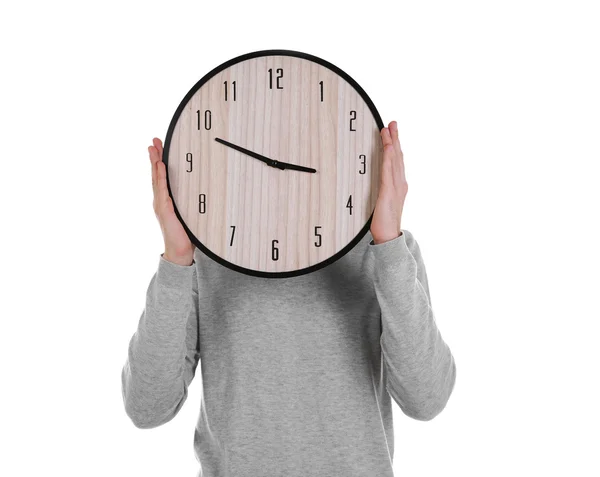 Mann hält Uhr — Stockfoto