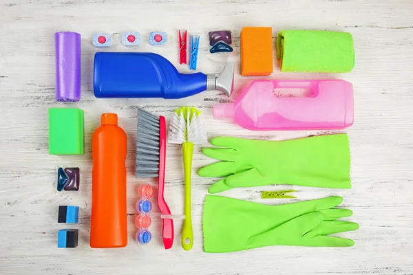 Cleaning set with tools and products — Stock Photo, Image