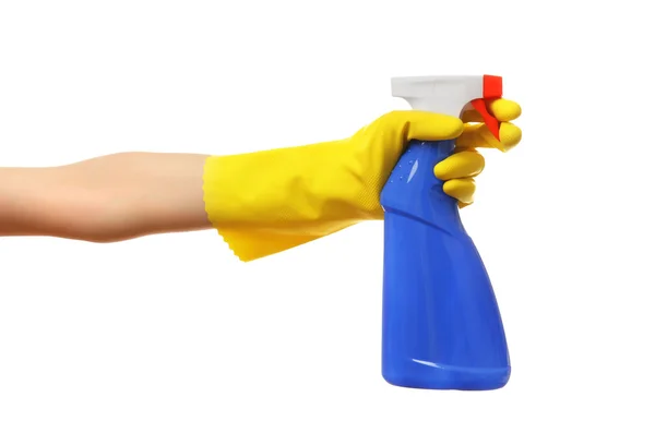 Kvinnlig hand innehav rengöringsmedel spray — Stockfoto