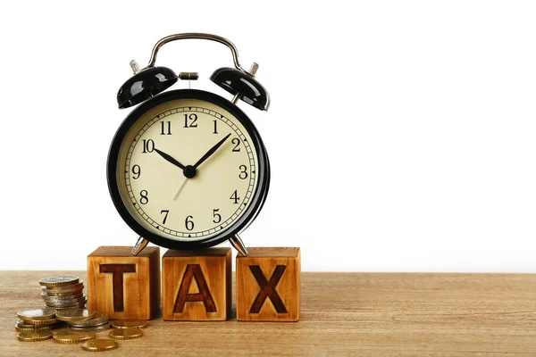 Czas podatku i budzik — Zdjęcie stockowe