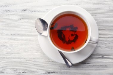 Çay beyaz tablo, üstten görünüm