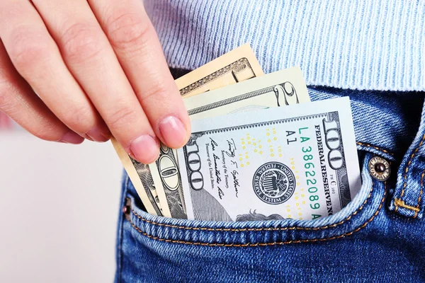 Money in the jeans pocket — Stock Photo, Image