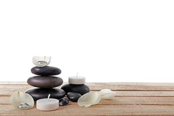 Spa stones with white petals — Stock Photo, Image