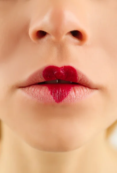 Sexy labios con forma de corazón pintura —  Fotos de Stock