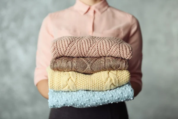 Stack of knitted clothes — Stock Photo, Image