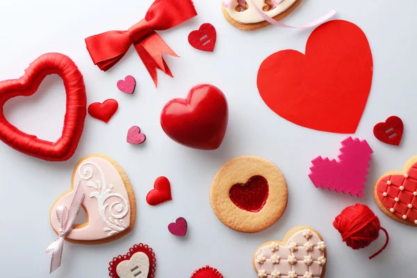 Tortas y corazones de tela — Foto de Stock