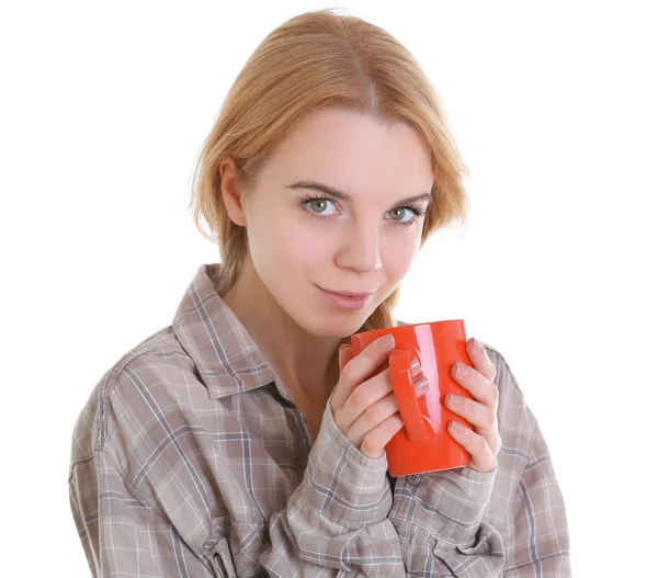 Chica disfrutando de la taza de té —  Fotos de Stock