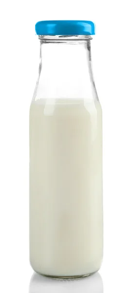 Fles melk, geïsoleerd op wit — Stockfoto