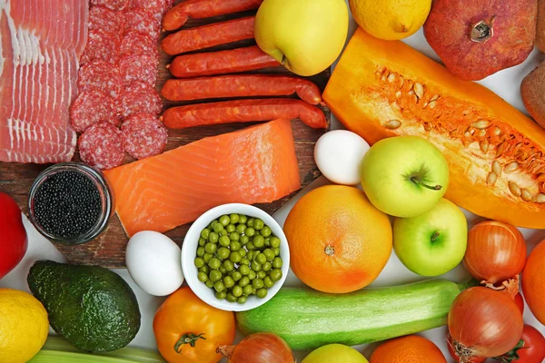 Gıda ürünleri, üstten görünüm kümesi — Stok fotoğraf