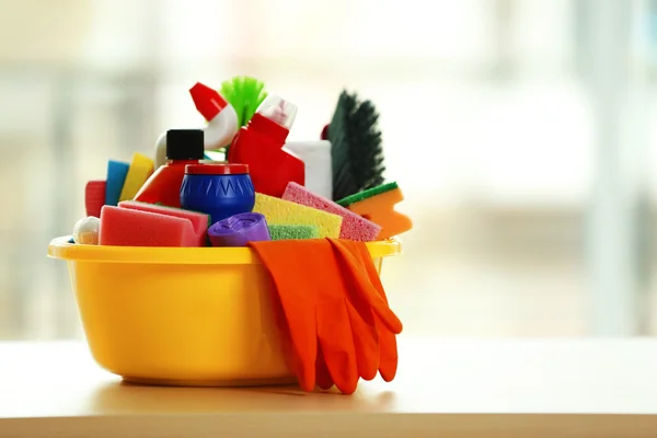 Cleaning set with tools and products — Stock Photo, Image