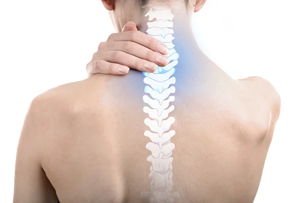 Young girl with back pain close up — Stock Photo, Image