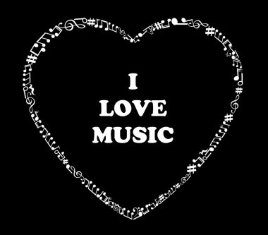 Müzik notalarından alınan kalp. 