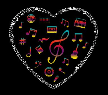 Müzik notalarından alınan kalp. 