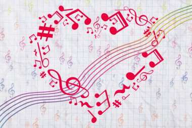 Heart collected from musical notes  clipart