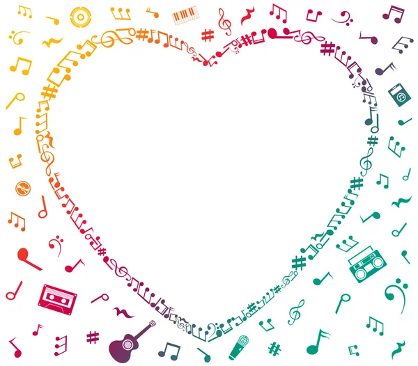 Corazón recogido de notas musicales — Foto de Stock