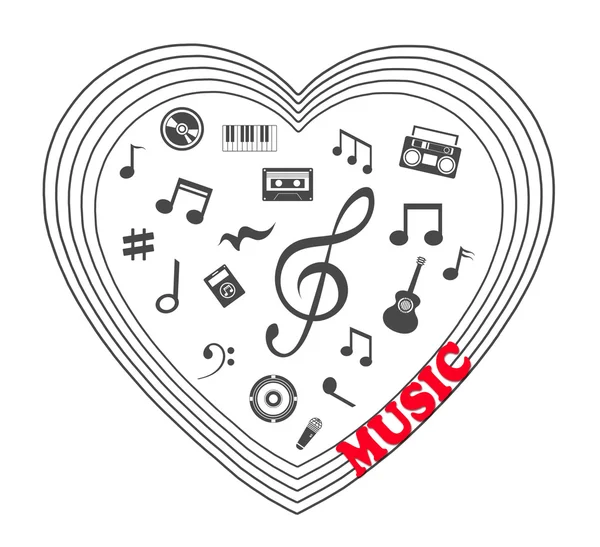 Corazón recogido de notas musicales — Foto de Stock