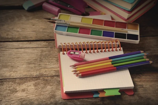 Bright school stationery on table — Stock Photo, Image