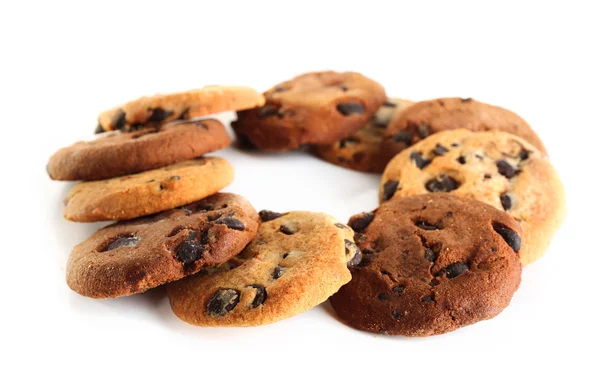 Galletas de Chocolate Chip Aisladas en Blanco — Foto de Stock