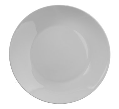 Beyaz izole yuvarlak seramik tabak