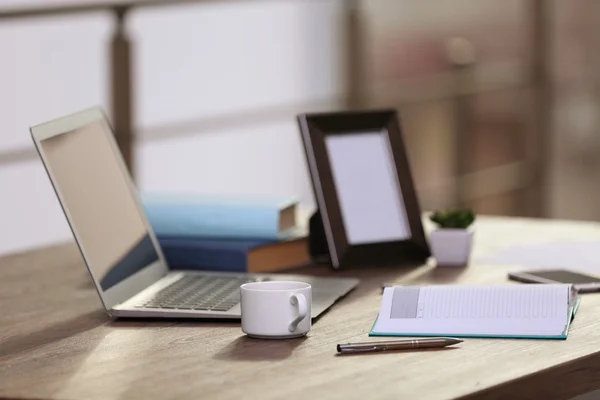Stylish workplace with laptop — Stock Photo, Image