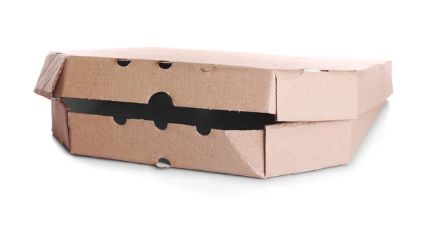 Cardboard pizza box  on white — Stock Photo, Image