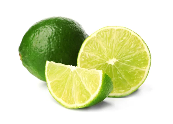 Fresh limes, isolated on white — Stock Photo, Image