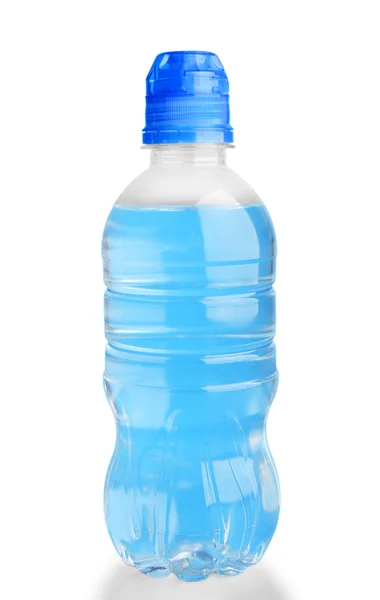 Bottled water on the blue background, close up — Stock Photo, Image