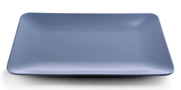 Rektangulär grå keramikfat, isolerad på vit — Stockfoto