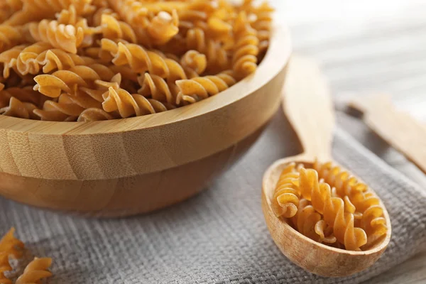 Raw pasta on napkin closeup — Stock Photo, Image