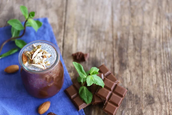Çikolatalı Chia tohum puding — Stok fotoğraf
