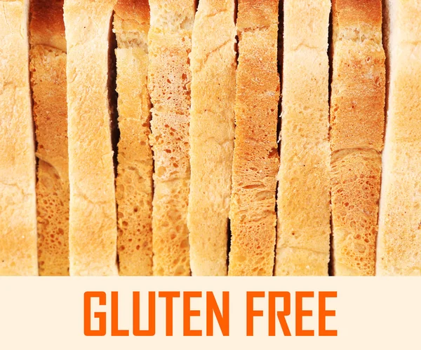 W plasterkach chleba i tekst glutenu — Zdjęcie stockowe